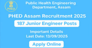 PHED Junior Engineer Recruitment 2025: 187 JE Posts, Online Application